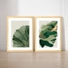 Abstract Face Green Leaf Set of 2 Framed Posters Boho Art 45x60 cm