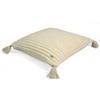 Bar Beige Melange Quilted Cushion Cover With Tassels 18X18 Inches