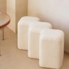 Wooden Twist Molecule Boucle Upholstered Ottoman Bench in Beige Colour