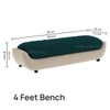 Marko Velvet 2 Seater 4 Feet Ottoman Bench in T Blue & Cream Color