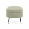 Doe Buck Luxury Boucle Storage Bench in Sage Colour with Gold Tipped Legs