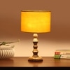 Devansh Yellow Cotton Table Lamp With Wood Natural Base (7X7X15.5 Inches)-6