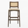 Weber Solid Wood Bar Stool (Danish Walnut Finish, Biscuit Velvet Colour)