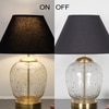 SECRET Water Droplets On Glass and Brass Finish Metal Large  Table Lamp With Black Cotton Shade