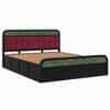 Yashika Solid Wood King Size Hydrulic Storage Bed In Black Finish (Burgundy Red Fabric) (72 - 78 inch)