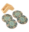 Boho Charm Mandala Print Coaster with Stand (Set of 4)