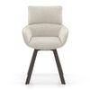 Zaida 6 Seater Dining Table With Set Of 6 Bren Swivel Dining Chairs (Colour- Ivory, Finish- Glass)