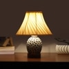 Devansh Off-White Cotton Shade Cross Pleated Lamp With Wood & Mosaic Glass Base For Decoration/Office/Home/Gifting/Study For Decoration/Office/Home/Gifting/Study