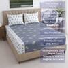 Grey And White Floral Cotton 400 Tc fitted Double Queen Size Bedsheet With 2 Pillow Covers