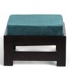 Amber Sheesham Wood Contemporary Set of 2 Stools in Turquoise Sea Velvet, Dark Mahogany Finish