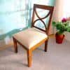 Newport Sheesham Wood Dining Chair in Beige Velvet HONEY FINISH
