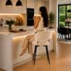 Doe Buck Mixoy Velvet Bar Stool in Emerald Beige Colour with Gold Accents