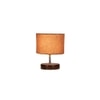 Stanley Grey cotton table lamp with brown wood base