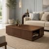 Telford Sheesham Wood Fluted Storage Coffee Table in Walnut Finish