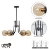 Karousel 6 Arm Black And  Amber Globe Glass Chandelier Ceiling Light
