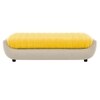 Marko Velvet 2 Seater 4 Feet Ottoman Bench in Yellow & Cream  Color