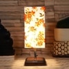 Ender Multicolor cotton table lamp with Square Brown Wood Base