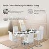 Caribu 6 To 8 Extendable Dining Table In White Marble Color With High Gloss Finish