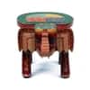 Desert Art Wooden Handpainted Red Elephant Stool 8 Inch