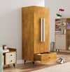 Hexa Red Wooden 2 Door Wardrobe with Drawer and Hanging Space in Giant Wood Colour