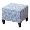Slub Jacquard Wooden Seating Stool in Blue Color Set of 2