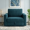 Alfon 1 Seater Velvet Pull Out Sofa Cum Bed with Storage In T Blue