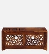 Lifty Sheesham Wood Nesting Coffee Table Set in Provincial Teak Finish With Cushioned Stools