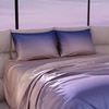 Stoa Paris Satin Bedsheets for Super King Size Bed with 2 Pillow Covers heets for Taupe Sapphire