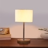 Devansh Off White Cotton Table Lamp With  Natural  Wood Base  & Steel Pipe  (7X17 Inches)-2