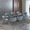 Aeris Ceramic 6 To 8 Seater Extendable Dining Table With 6  Calix Dining Chairs (Finish : Black Jade, Chair Colour : Powder Blue)