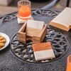 Ireka Home Timber & Stone Wood and Marble Coaster Set with Holder – Set of 4