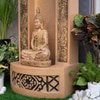 Beige Fiber Glass 4Ft Slate Buddha Indoor Water Fountain