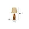 Libra Brown Wooden Table Lamp with White Fabric Lampshade