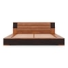 Mahe Solid Wood King Size Bed Without Storage (Tan Leatherette Finish)