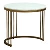 Metaline Round Metal Nesting Coffee Table Set Gold Finish White Porcelain Top Set Of 2