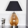 Decade Glass and Metal Table Lamp With Black Cotton Shade