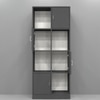 8 Shelves Semi Open Multipurpose Matrix Kitchen Cabinet In Slate Grey Finish