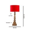 Devansh Red Cotton Table Lamp With  Wood Natural Base (7X7X21.25 Inches)-4