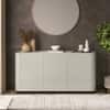 Dorian Engineered Wood Sideboard With Ceramic Top In Taupe High Gloss Finish