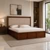 Tarang Solid Wood Compact King Bed Hydraulic Storage Provincial Teak Finish Mattress 72 x 72 Inches