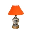 Devansh Conical Orange Cotton Shade Lamp With Wood & Mosaic Glass Base For Decoration/Office/Home/Gifting/Study For Decoration/Office/Home/Gifting/Study -(10X10X14.5) Inches -A