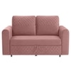 Baruna 2 Seater Velvet Pull Out Sofa Cum Bed with Storage In Peach Color