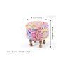 Louisville Acacia Wood Parisian Round Pouffe in Multicolour Jacquard