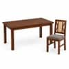 Globally Indian Remy Solid Sheesham Wood 6 Seater Dining Table Set 6 Chairs Grey