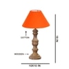 Devansh Orange Cotton Table Lamp With  Wood Natural Base -(10X18 Inches)-30
