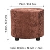 Lisbon Solid Wood Ottoman Pouffee in Brown Sparkle Velvet
