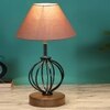 Adriana Grey cotton Table lamp with Wood & Iron Base