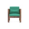 Korai Plus 1 Seater Sofa in Teak Finish & Lagoon Green Fabric