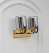Isabella 2 Light Wall Fitting In Black And Brass Finish Metal With Smoke Glass