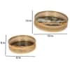 Round Metal Meeena Tray Set Of 2 In Blue And Black Colour